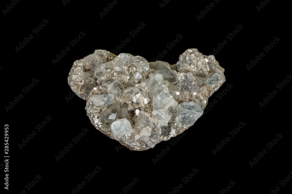 Macro stone aquamarine mineral on a black background Macro stone aquamarine mineral on a black background