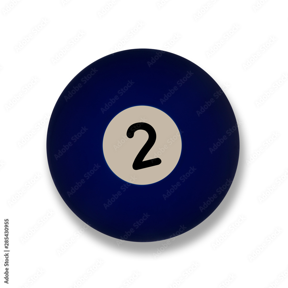 Number 2 blue pool ball, with drop shadow Number 2 blue pool ball, with drop shadow