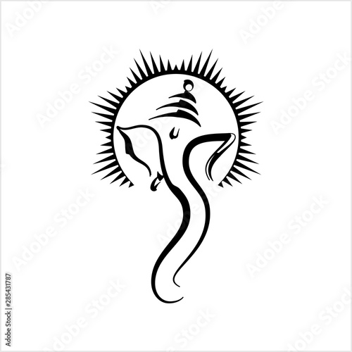 Ganesha The Lord Of Wisdom Calligraphic Style