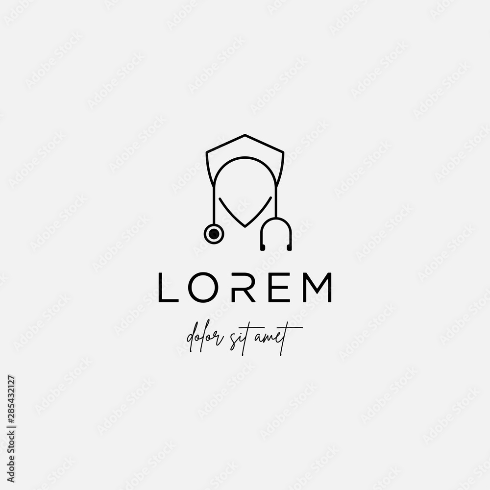 stethoscope shield vector logo design simple signs stethoscope shield vector logo design simple signs