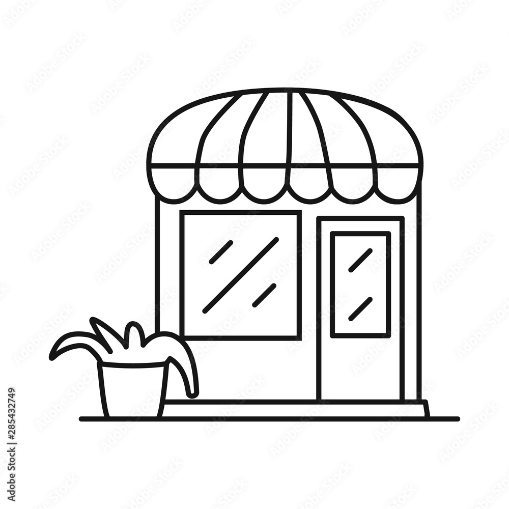 Vector illustration of kiosk and outdoor logo. Set of kiosk and grocery vector icon for stock.