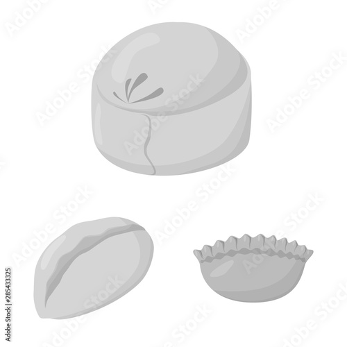 Vector illustration of dumplings and stuffed icon. Set of dumplings and dish vector icon for stock.