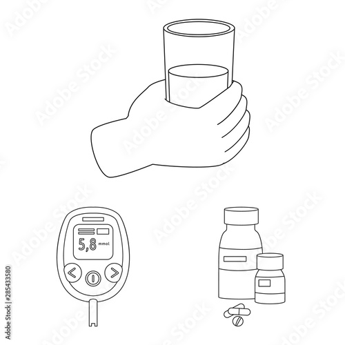 Vector design of mellitus and diabetes sign. Collection of mellitus and diet stock vector illustration.