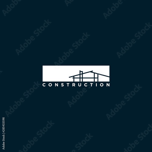 minimalist construction logo design inspiration . architect contruction logo template