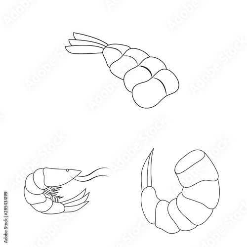 Vector illustration of food and sea logo. Collection of food and animal vector icon for stock.
