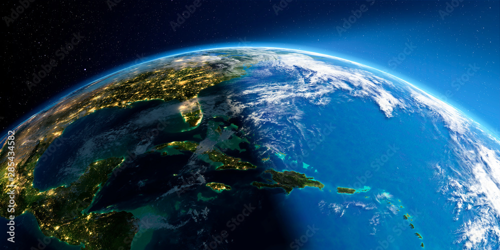 Fototapeta premium Detailed Earth. Caribbean islands
