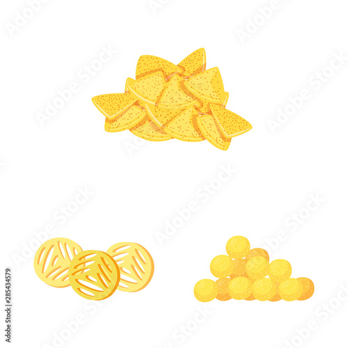 Vector design of food and crunchy symbol. Set of food and flavor stock vector illustration.