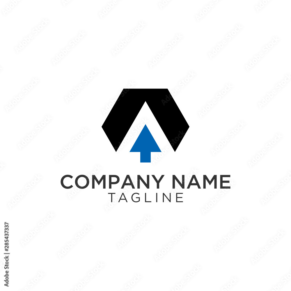 A design logo with an up sign can be used for symbols A design logo with an up sign can be used for symbols