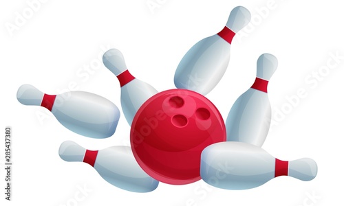 cartoon bowling ball bowling pins, vector illustration