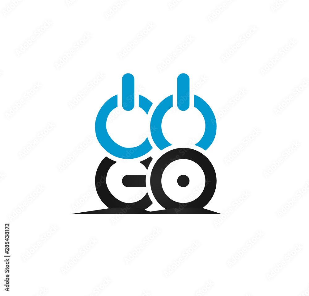 GYM logo template. Gymnastic equipment, sport rings and dumbbells, isolated vector illustration.