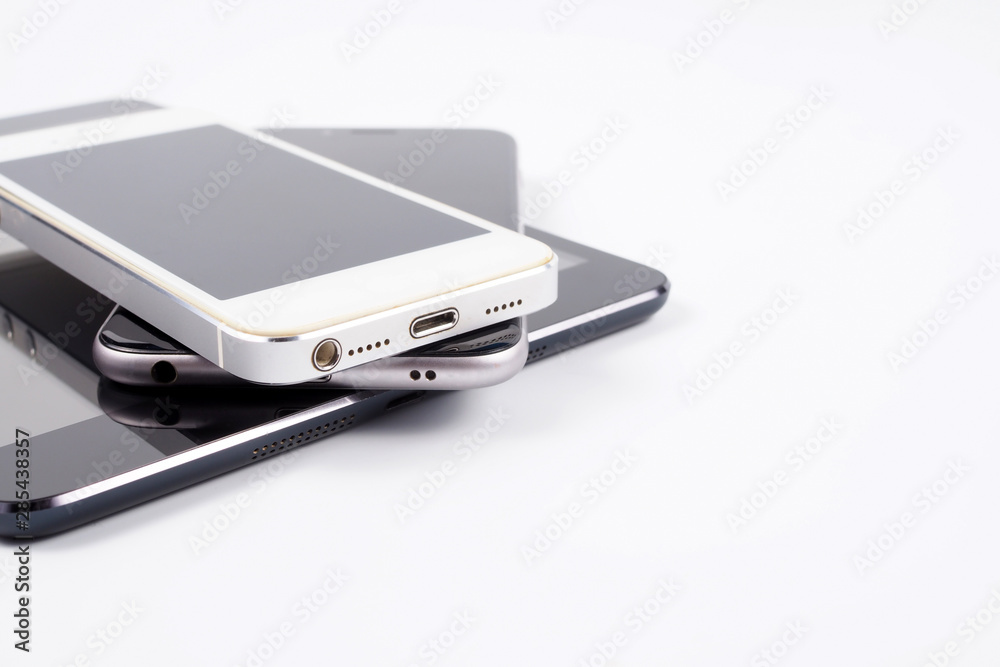 Digital tablet and smart phone on white background. Electronic devices Digital tablet and smart phone on white background. Electronic devices