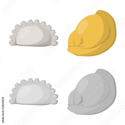Vector design of products and cooking symbol. Collection of products and appetizer stock symbol for web.