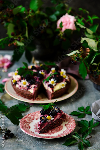Blackberry Cake With Cream Cheese Frosting.style rustic