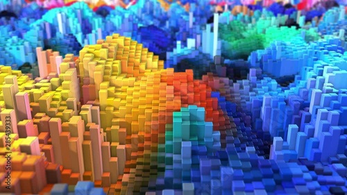 Colorful Abstract Cubes Moving Randomly