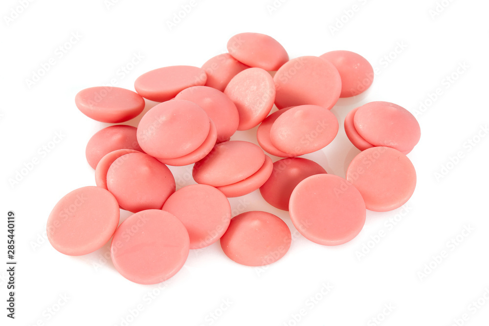 strawberry chocolate chips isolated on white strawberry chocolate chips isolated on white