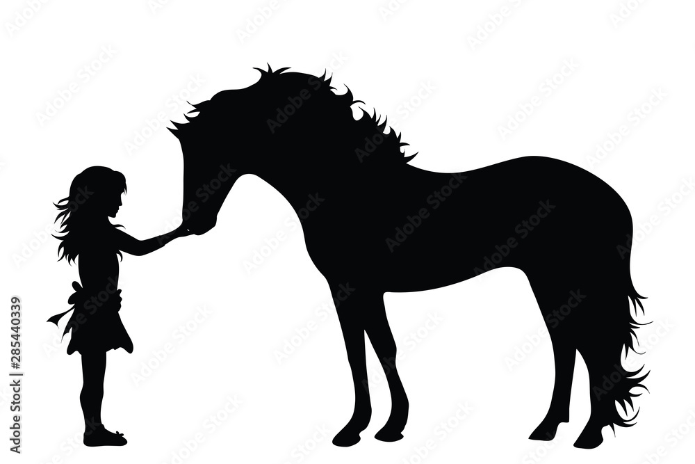 Vector silhouette of girl with horse on white background. Symbol of animal, friends,childhood,pet. Stock Vector | Adobe Stock Vector silhouette of girl with horse on white background. Symbol of animal, friends,childhood,pet. Stock Vector | Adobe Stock
