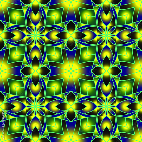 Seamless endless vector repeating multicolored bright ornament of different colors