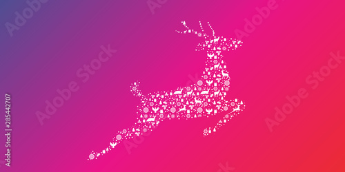 Rentier Bunt Banner aus weihnachtlichen Elementen