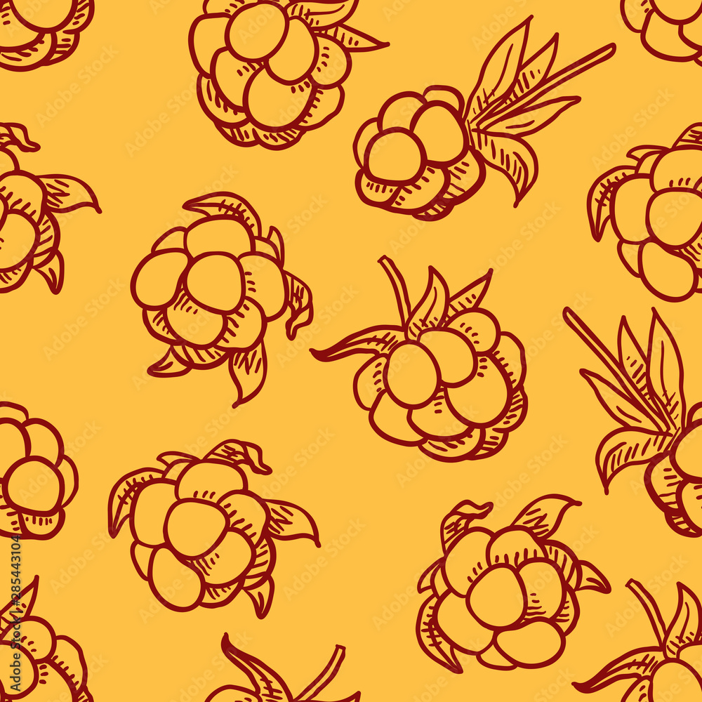 Vector Seamless Pattern of Cloudberries