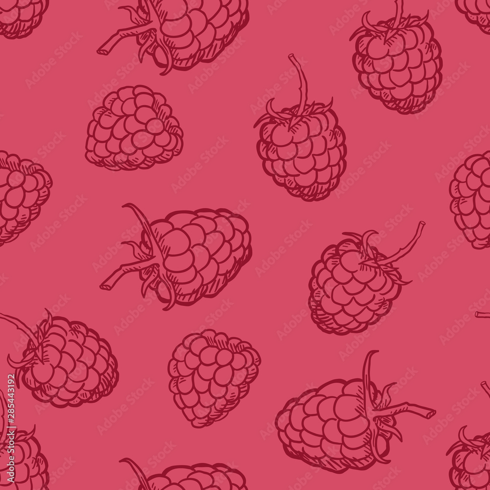 Vector Seamless Pattern of Raspberries