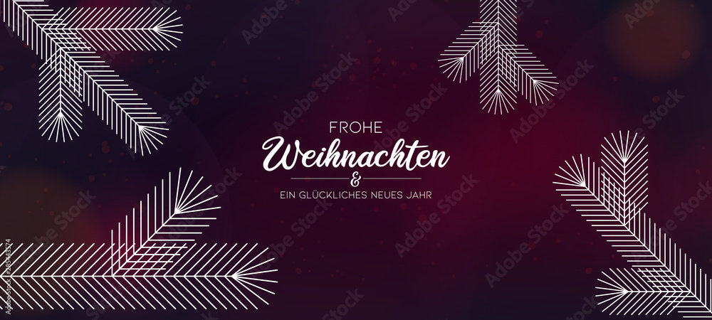 Bokeh Weihnachtskarte mit Ästen violett