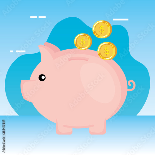 piggy savings with coins money