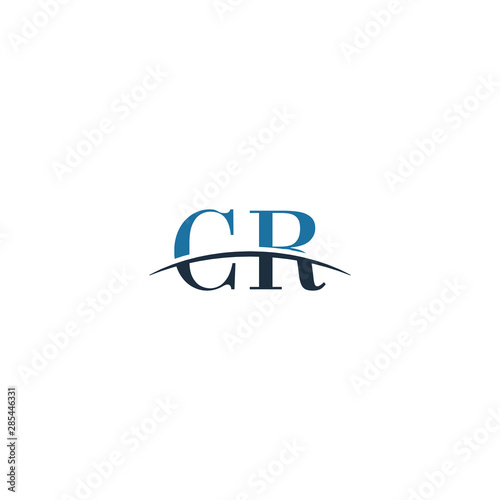 Initial letter CR, overlapping movement swoosh horizon logo company design inspiration in blue and gray color vector