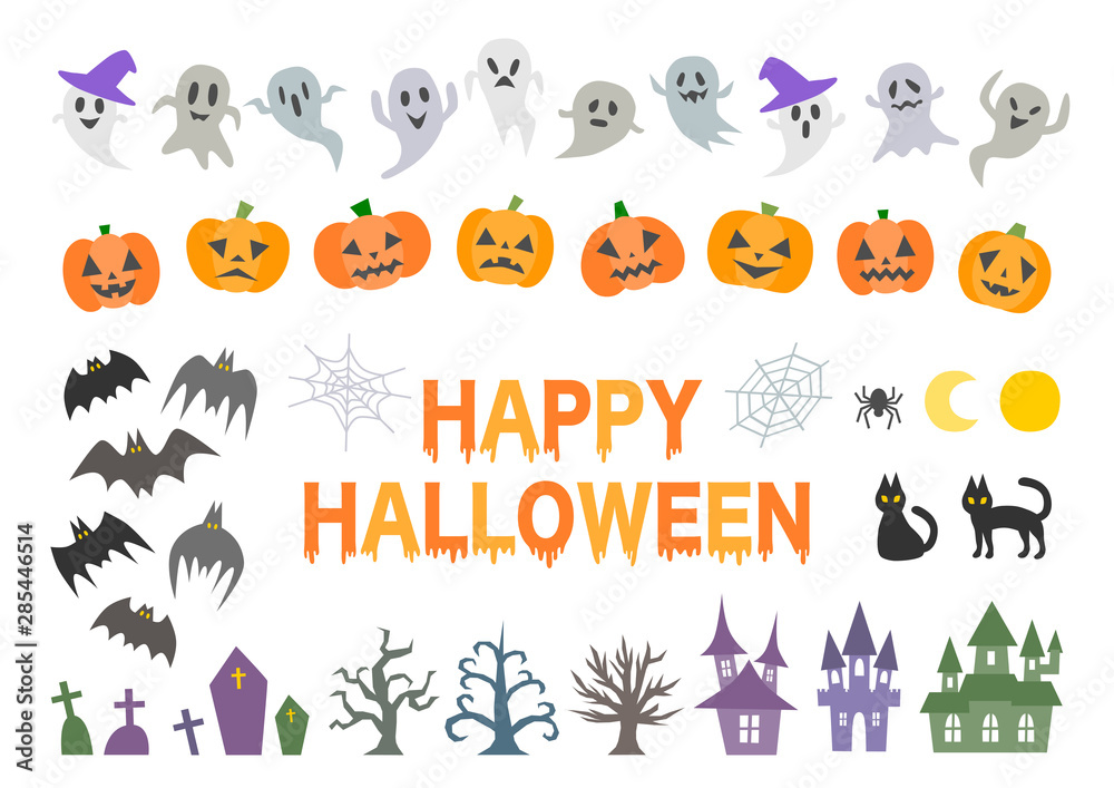 ハロウィンのイラスト お化けやカボチャのアイコンセット Stock Vector Adobe Stock ハロウィンのイラスト お化けやカボチャのアイコンセット Stock Vector Adobe Stock