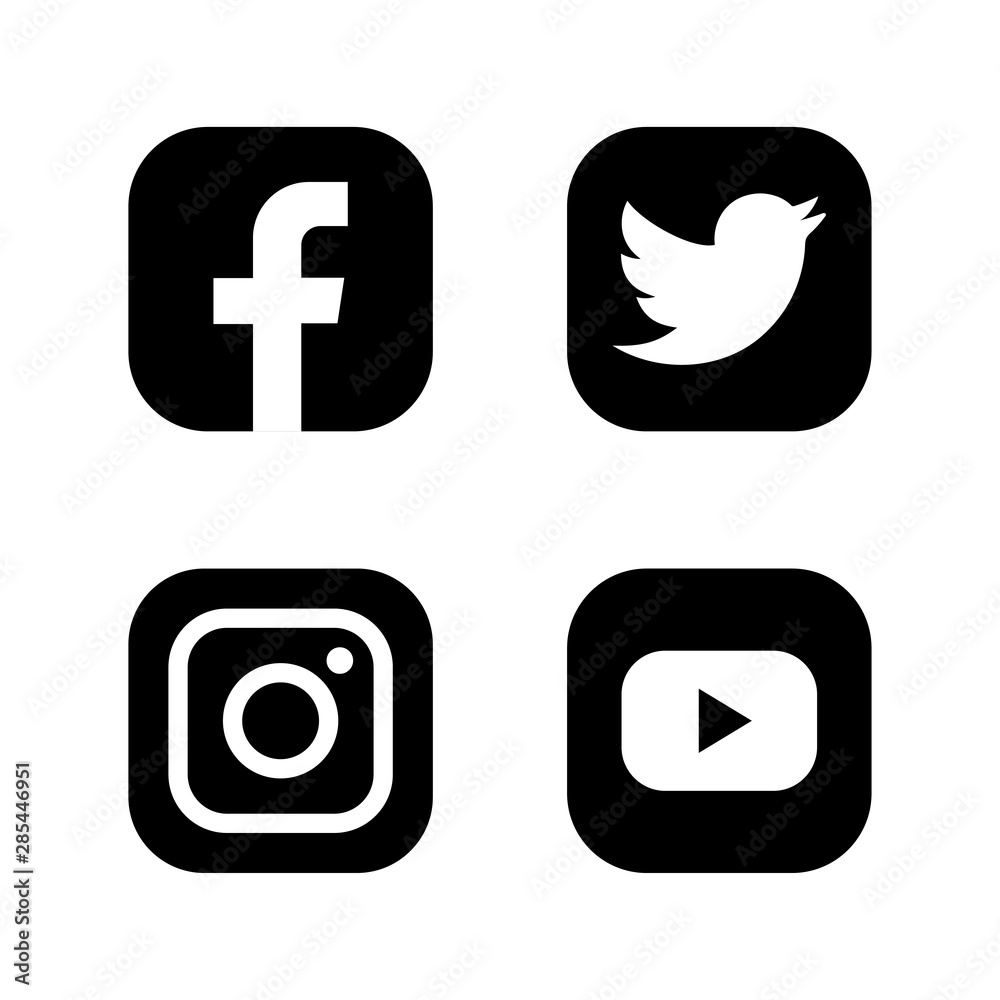 Set Of Facebook Twitter Instagram And Youtube Icons Social Media Icons