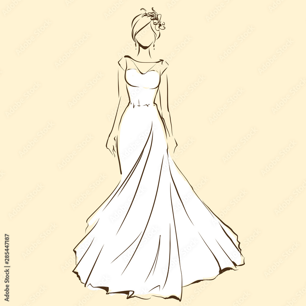 Elegant bride in beautiful dress, posing woman Elegant bride in beautiful dress, posing woman
