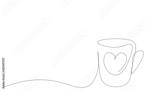 Cup of coffee with love heart, vector illustration