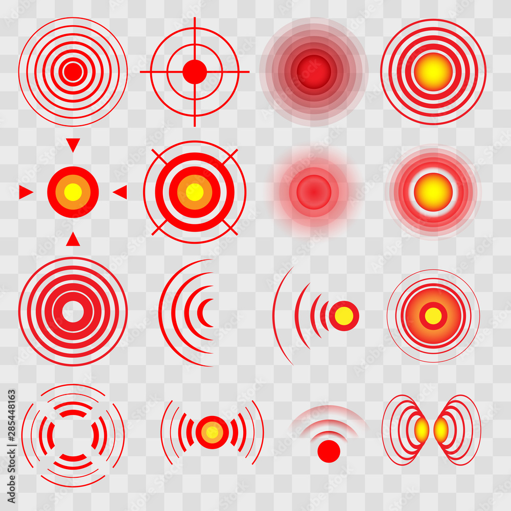 Red pain circles on transparent background Red pain circles on transparent background