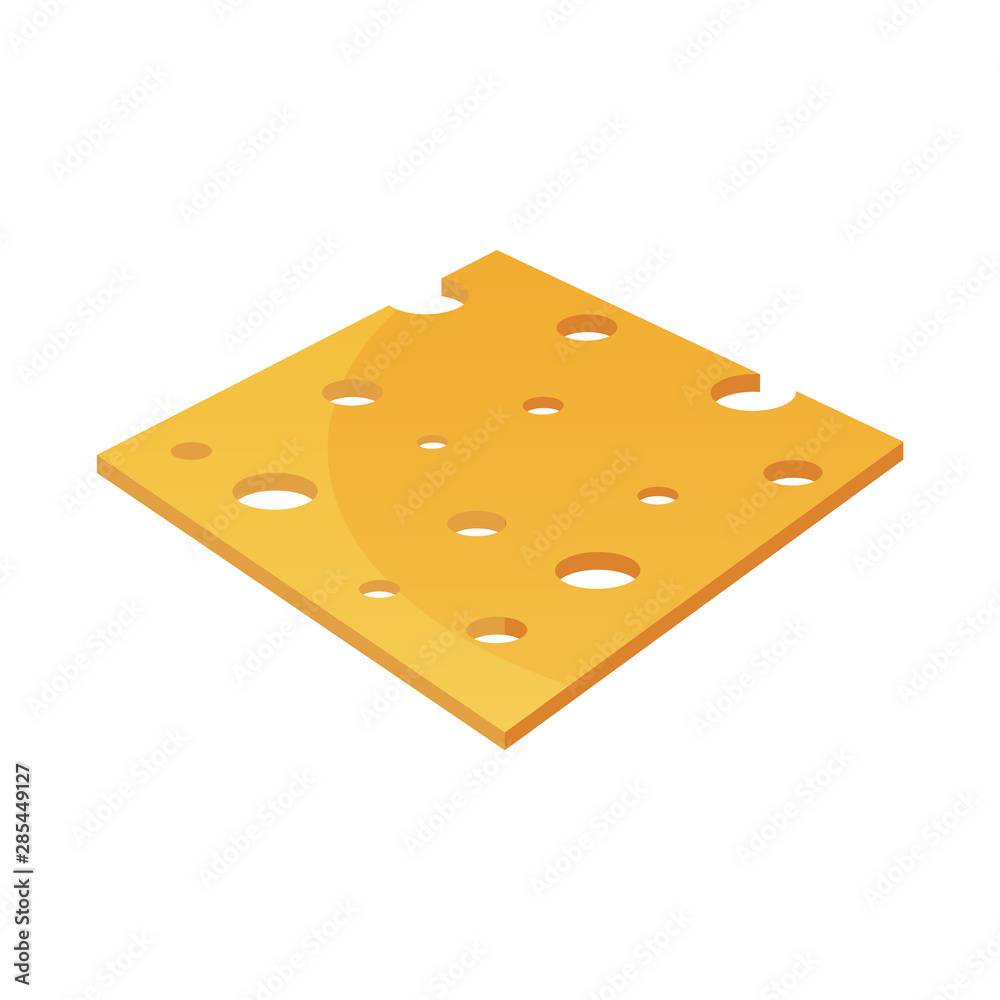Slice of cheese. Object for packaging, advertisements, menu. Isolated on white. Vector illustration. Realistic. Slice of cheese. Object for packaging, advertisements, menu. Isolated on white. Vector illustration. Realistic.