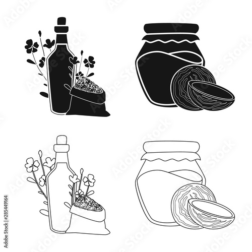 Vector illustration of healthy and vegetable sign. Collection of healthy and agriculture stock symbol for web.