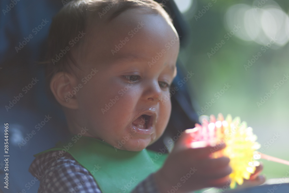 Mother feeding baby. Babies and children will start eat food to get nutrition for developing brains, digestive, and immune systems Mother feeding baby. Babies and children will start eat food to get nutrition for developing brains, digestive, and immune systems