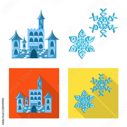 Isolated object of texture and frozen icon. Collection of texture and transparent stock vector illustration.