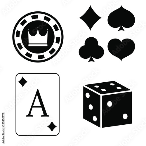 Illustration of casino related objects. Gambling games.