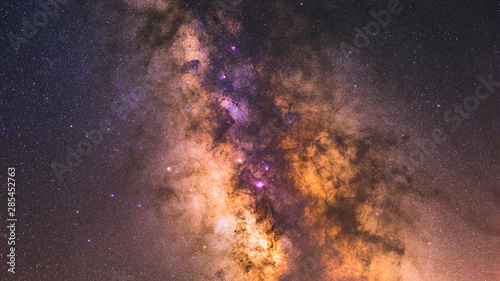 Image showing the milky way galactic core with veil nebula and lagoon nebula in Sagittarius A region.