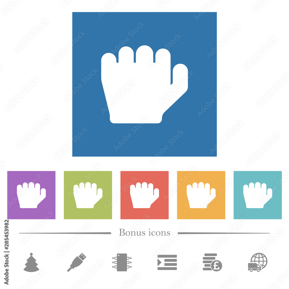 Obraz premium Left handed grab gesture flat white icons in square backgrounds