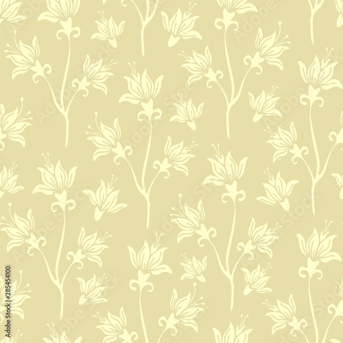 Simple wallpaper pattern design with white lily's on stone background. Beautiful romantic style.