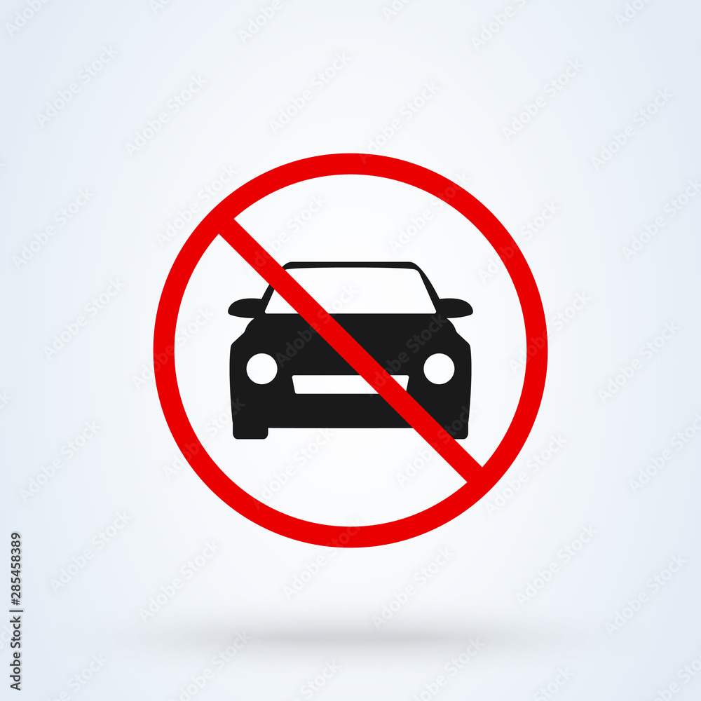 no car entry. car forbidden Simple vector modern icon design illustration. no car entry. car forbidden Simple vector modern icon design illustration.