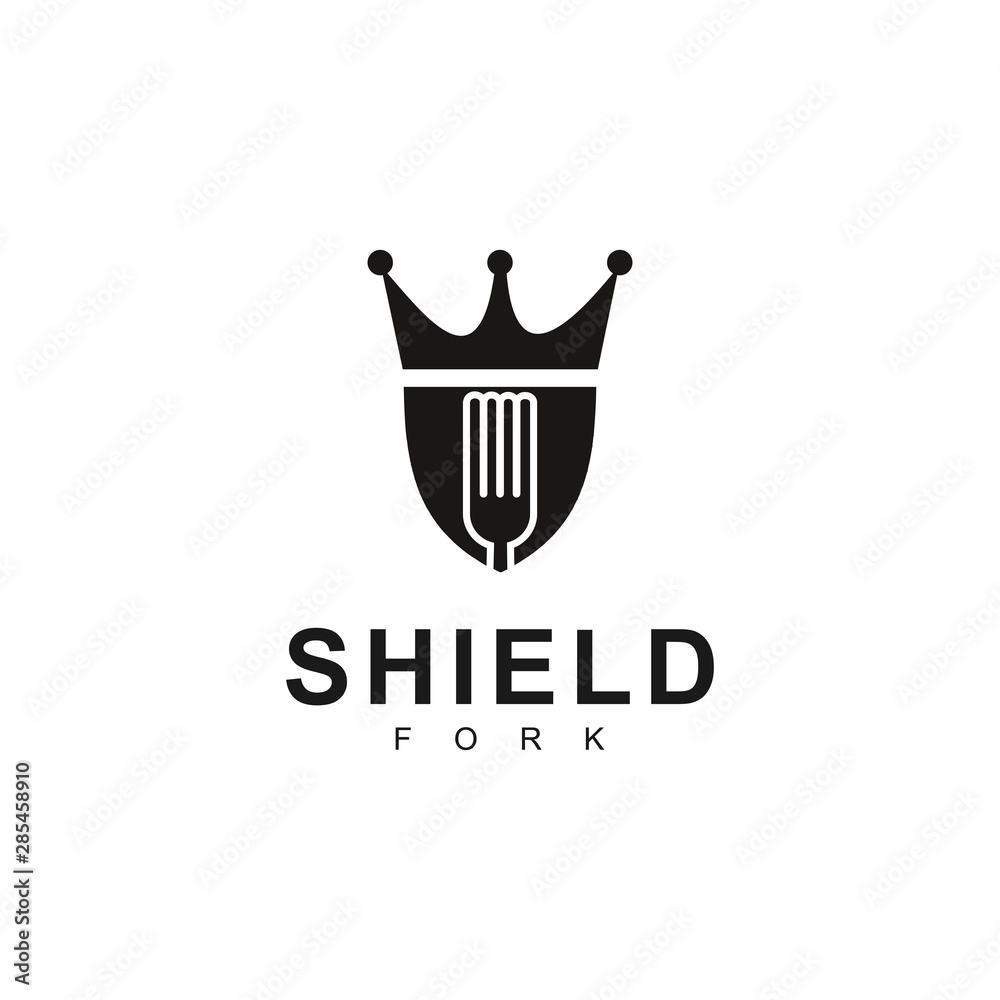 fork and shield logo template, food design vector fork and shield logo template, food design vector