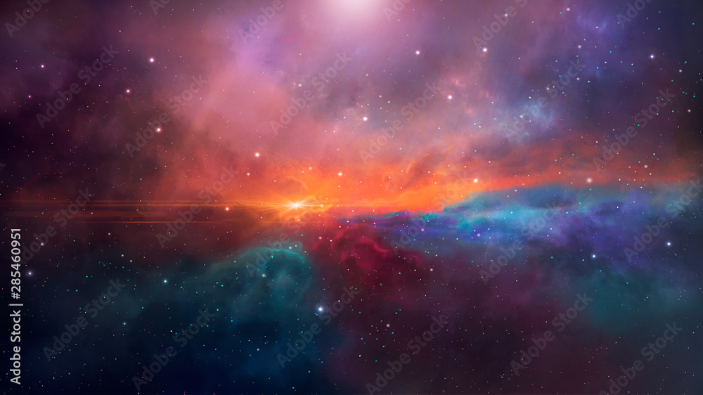 Space background. Colorful nebula with stars. Elements furnished by NASA. 3D rendering