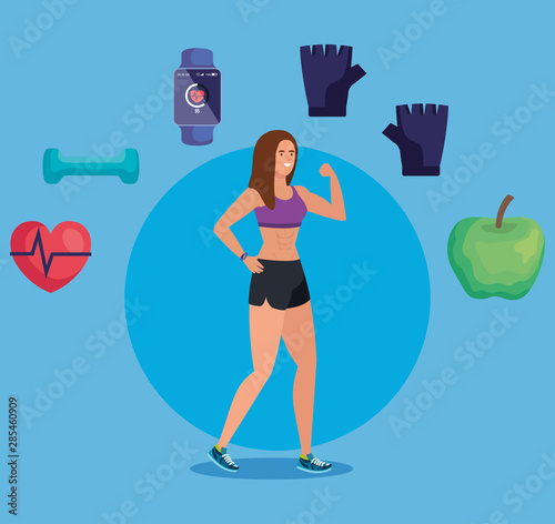 healthy woman with fitness exercise activity