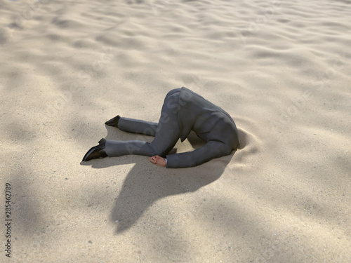 Canvas Print businessman hiding his head in the sand