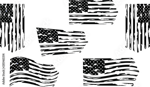  Distressed american flag set eps Clip Art, set. Only commercial use