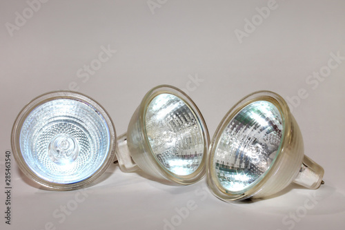 Lamps on a white background. Energy-saving LED lamps on a white background, electricity and electricity conservation concept