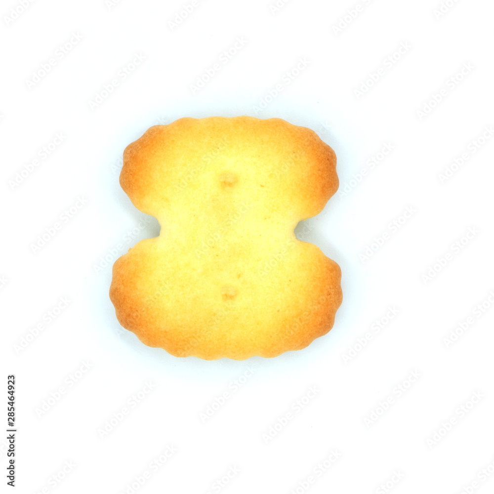 Cracker cookies number isolated on white background. Cracker cookies number isolated on white background.