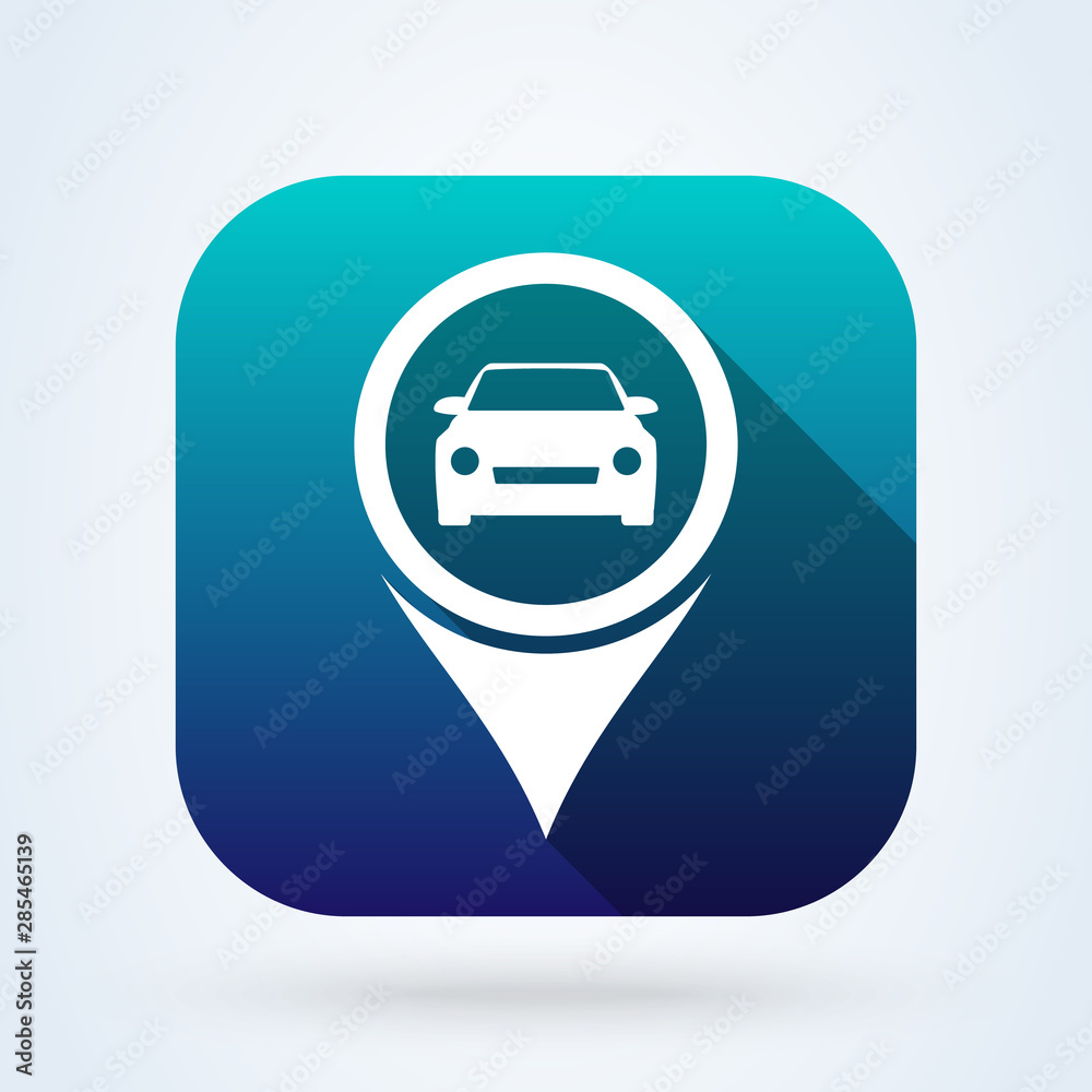 Car and pin location logo. Simple modern icon design illustration. Car and pin location logo. Simple modern icon design illustration.