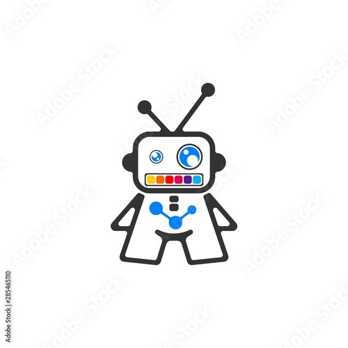 simple cute robot vector logo